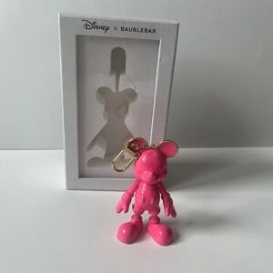 DISNEY X BAUBLEBAR Barbie Bubblegum Pink Mickey Mouse Keychain Bag Charm NEW NWT
